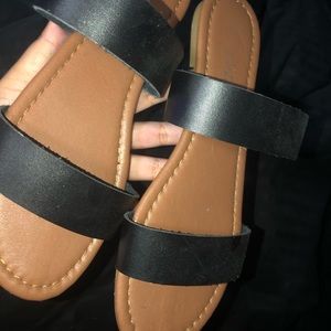 Black two strap sandals